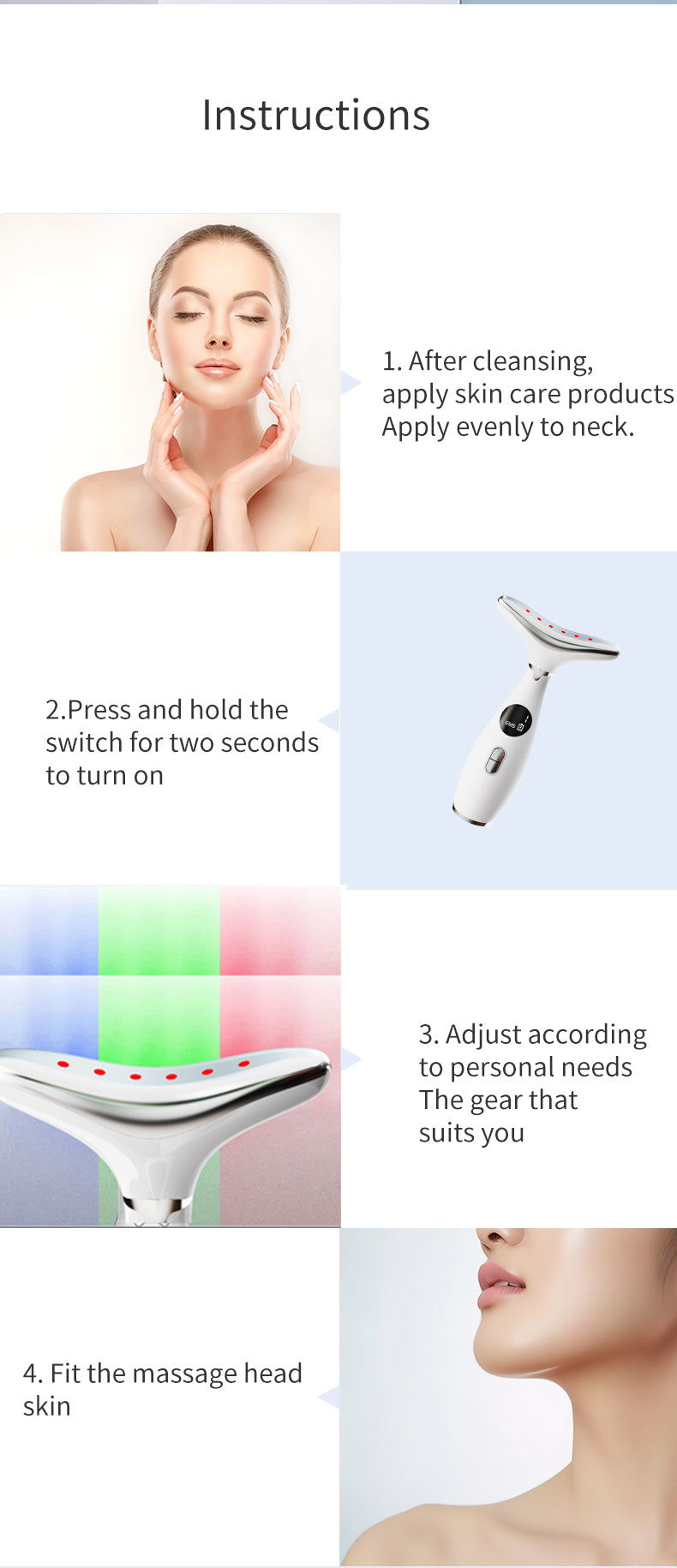 Neck Lifting Massager True Beauty Glow Facial Massager for Skin Care, Improve, Firm, Tightening and Smooth