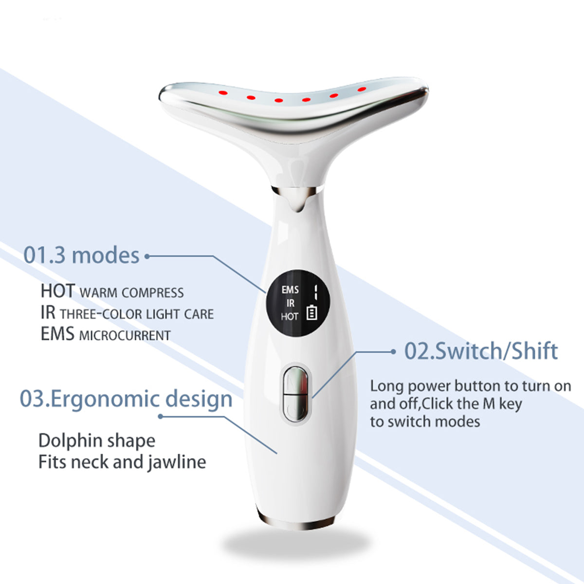 Neck Lifting Massager True Beauty Glow Facial Massager for Skin Care, Improve, Firm, Tightening and Smooth