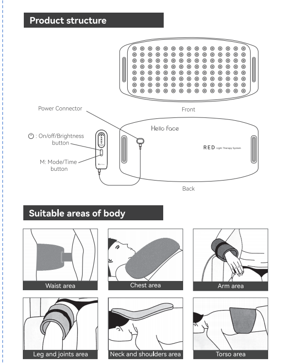 Hello Face L120 Red & Near-Infrared Light Therapy Pad for Skin Rejuvenation and Pain Relief