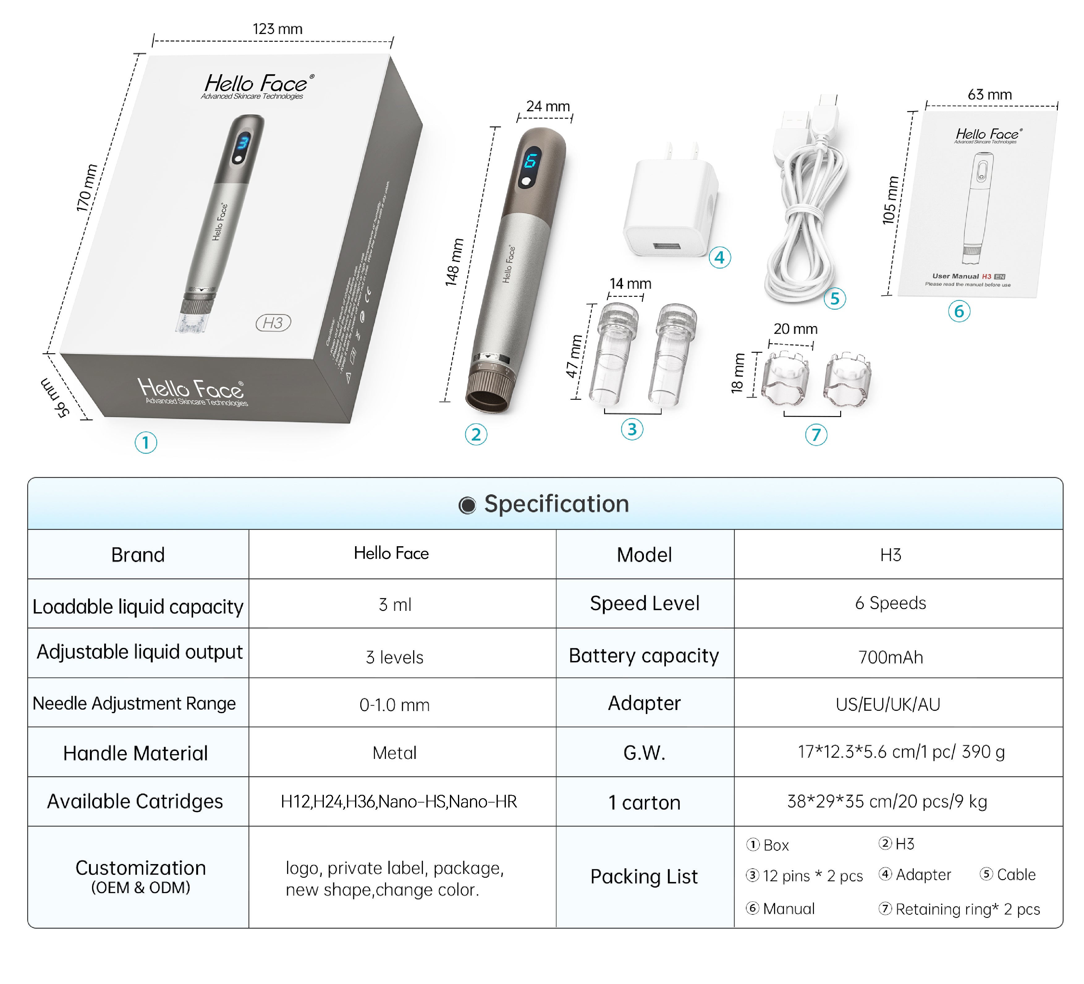 Hello Face New Arrival Injector Hydra Pen H3 for Facial Lifting